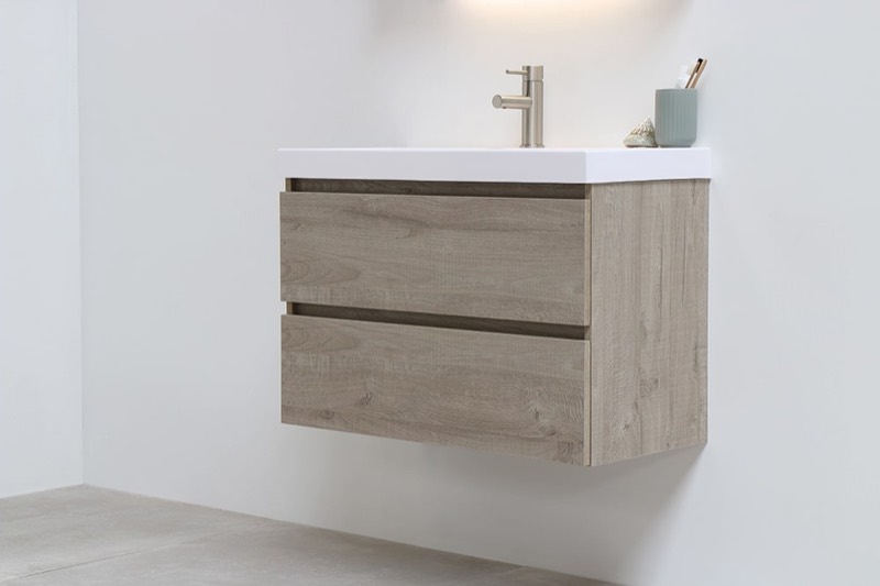 INK Dock badmeubel, glans wit met greige eiken