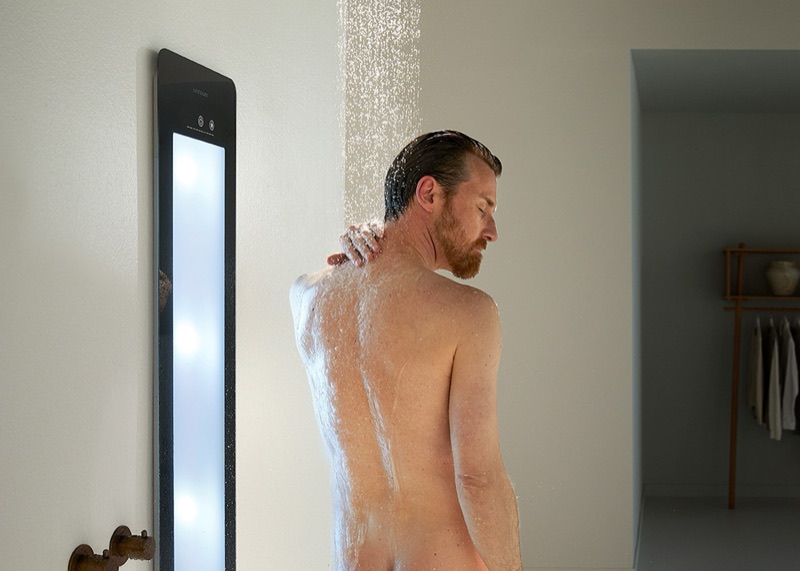 Sunshower Combi, zwart, rugaanzicht in douche